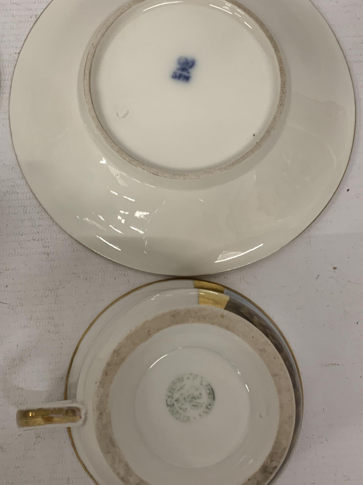 TWO CONTINENTAL HAND PAINTED PORCELAIN CUPS AND SAUCERS, BOTH WITH BLUE CONTINENTAL MARKS TO BASE - Image 5 of 5