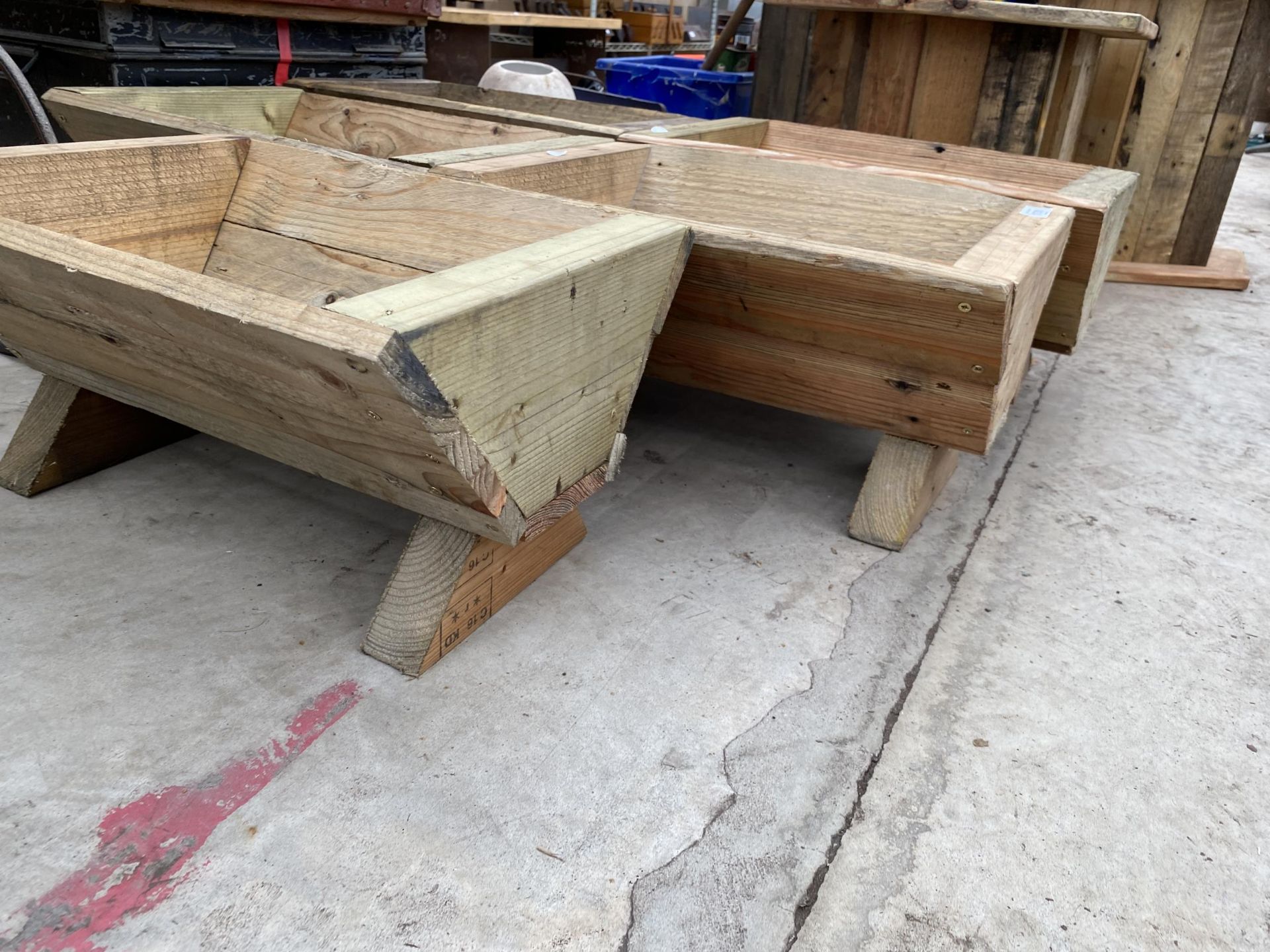 FIVE WOODEN TROUGH PLANTERS - Image 3 of 3