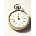 A 9CT GOLD OPEN FACED POCKET WATCH WITH LEVER ESCAPEMENT AND A ROMAN NUMERAL FACE, A/F GROSS