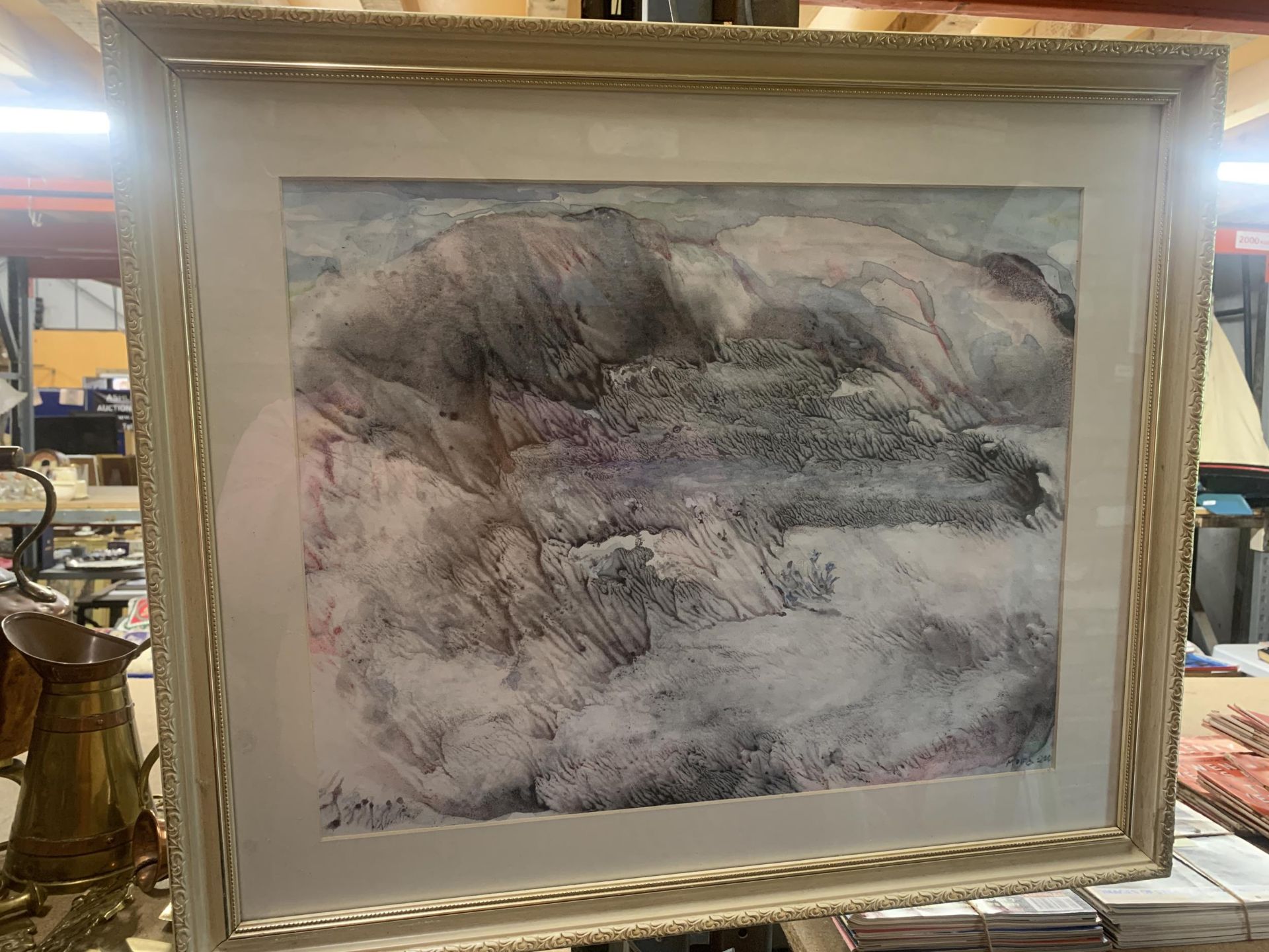 A LARGE MODERN FRAMED ABSTRACT WATERCOLOUR, SIGNED MOIRA DE HAAN - Image 3 of 6