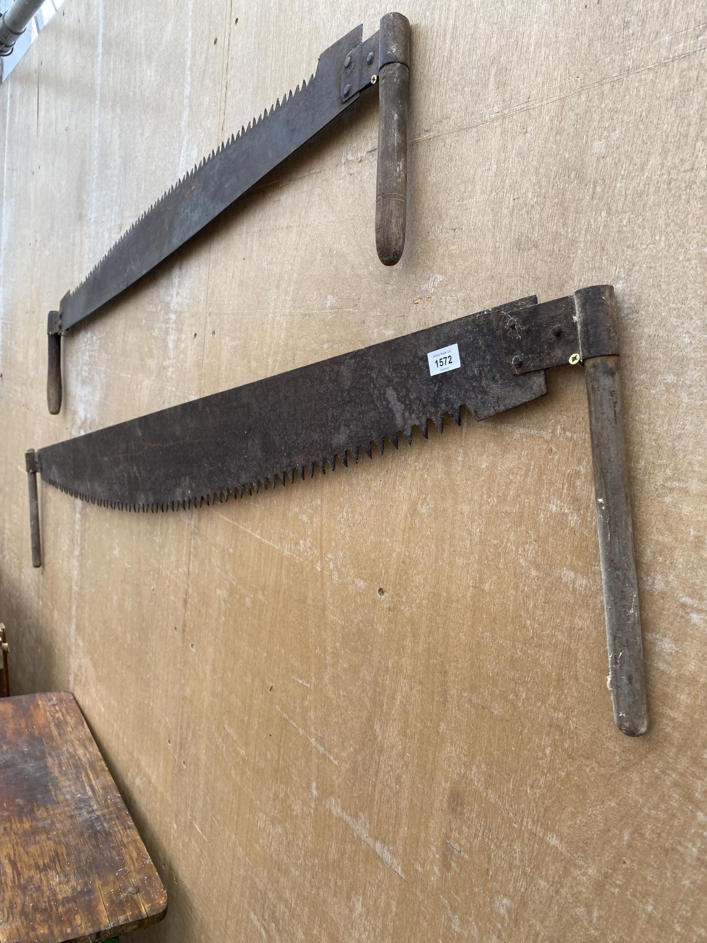 TWO VINTAGE TWO MAN CROSS CUT SAWS - Image 4 of 4