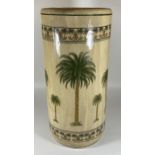 A LARGE ORIENTAL STONEWARE STICK STAND WITH PALM TREE DESIGN, HEIGHT 45CM