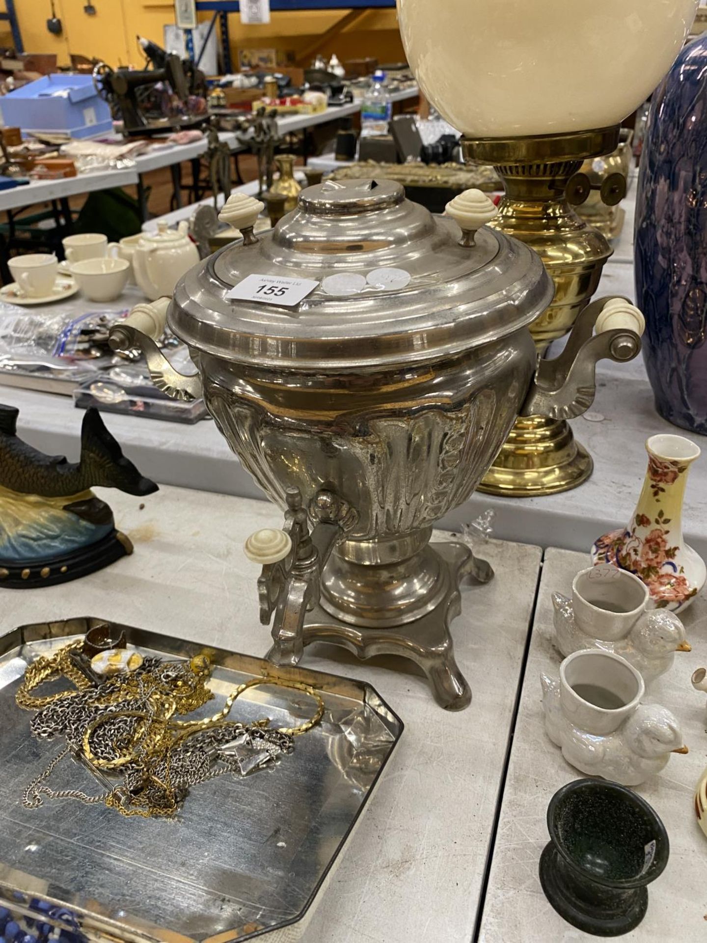 A VINTAGE CHROME TEA URN