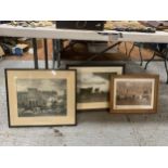 A GROUP OF THREE FRAMED HORSE RELATED PRINTS