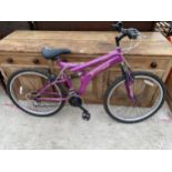 A LADIES DUNLOP HERA MOUNTAIN BIKE WITH FRONT AND REAR SUSPENSION AND 15 SPEED GEAR SYSTEM