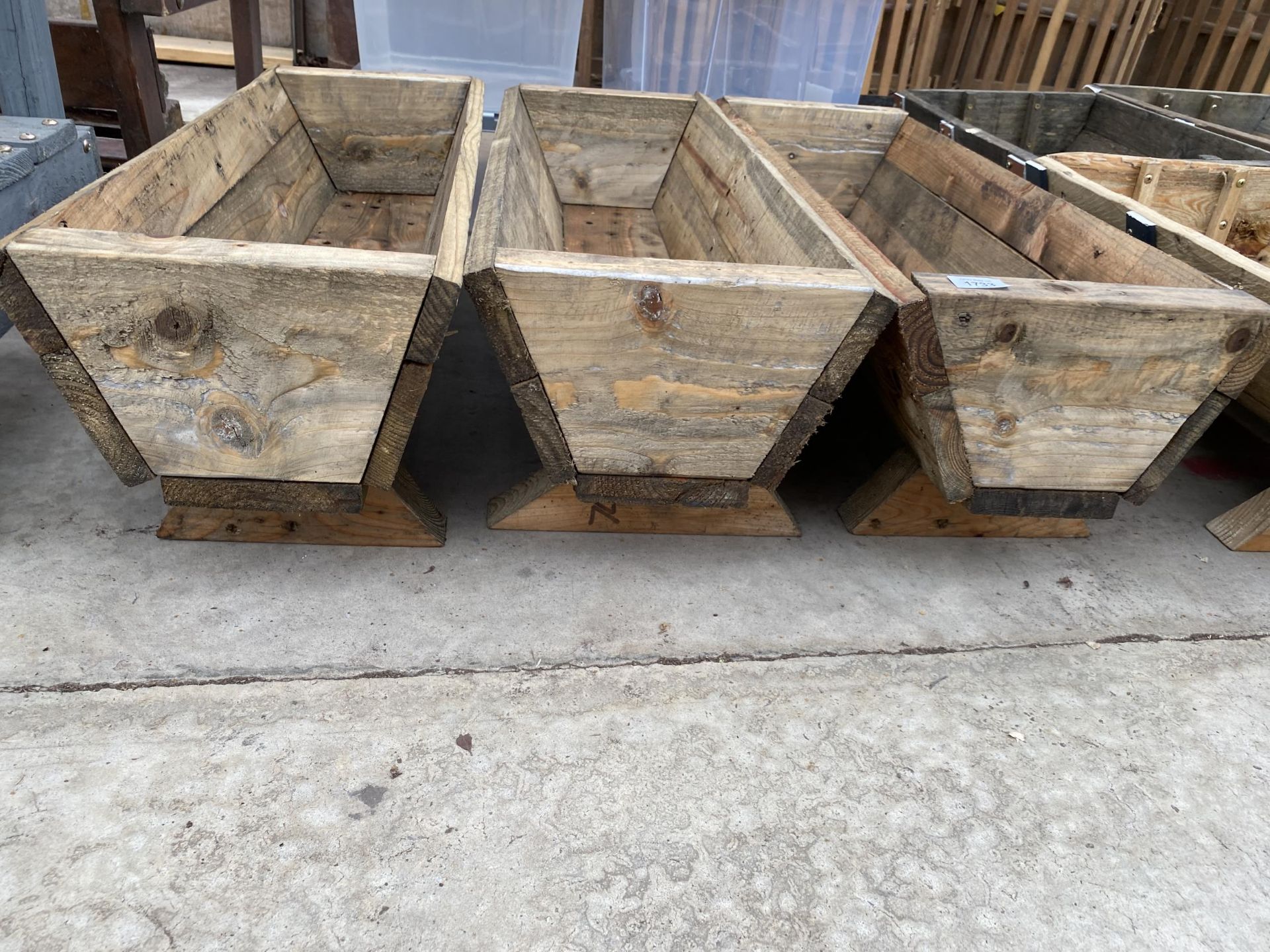 THREE RUSTIC WOODEN TROUGH PLANTERS - Image 3 of 3