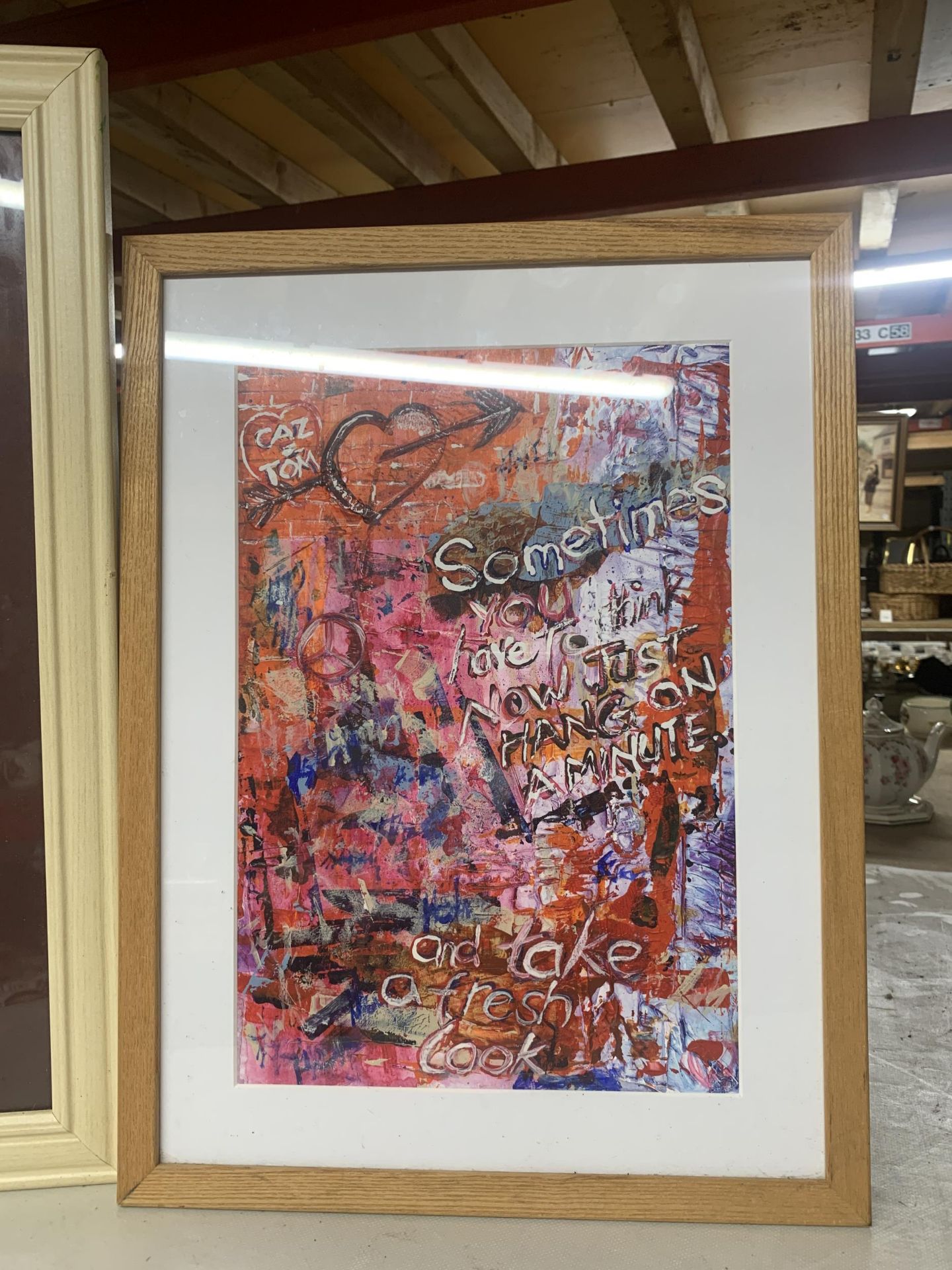 TWO MODERN FRAMED PRINTS, ABSTRACT GRAFFITI EXAMPLE AND STILL LIFE - Bild 2 aus 3