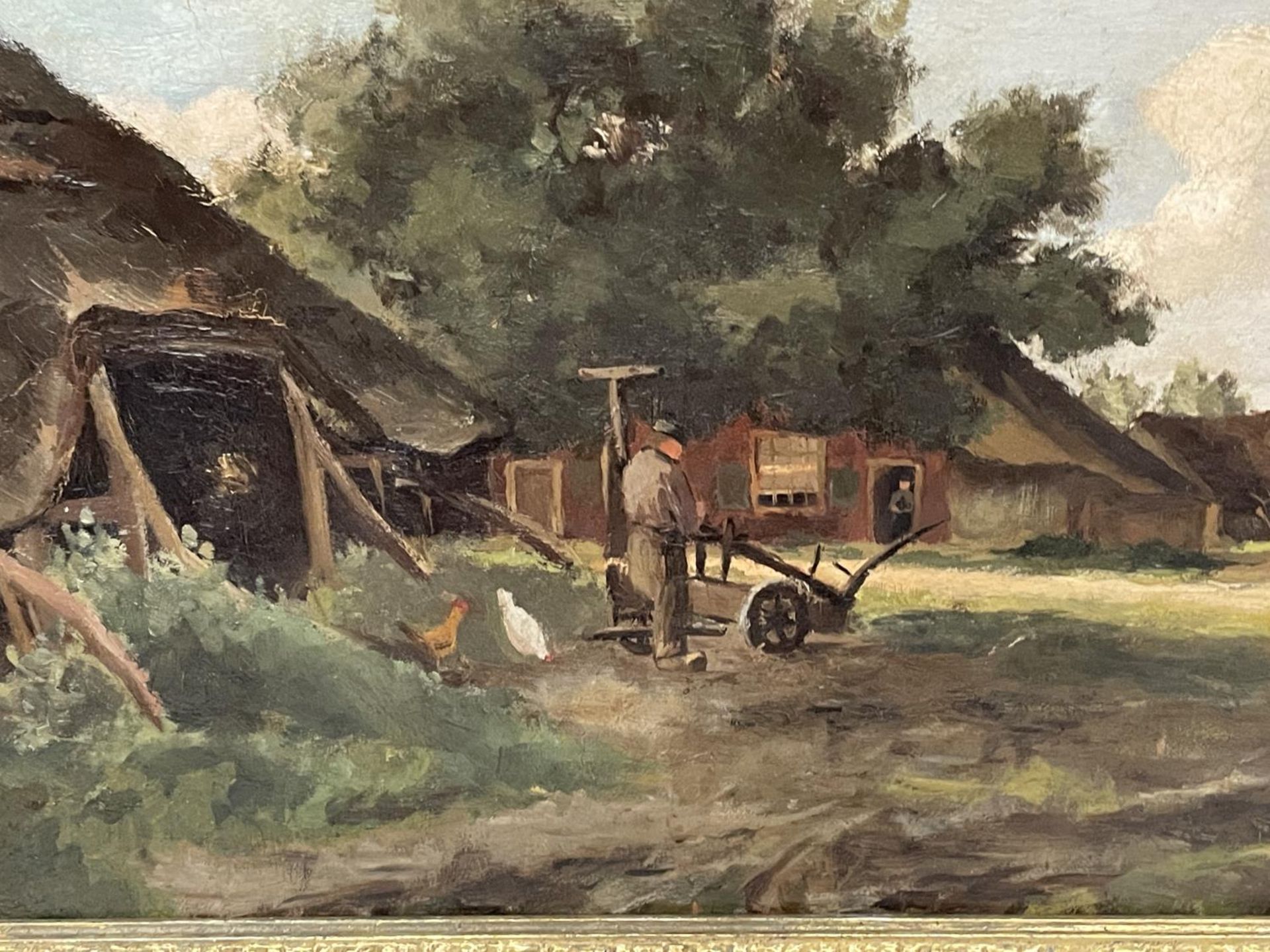 A DE STERKE (CONTINENTAL 19TH CENTURY) MAN IN A FARMYARD SCENE, OIL ON CANVAS, SIGNED, 27CM X - Image 2 of 4