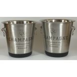 A PAIR OF CHROME EFFECT CHAMPAGNE BUCKETS