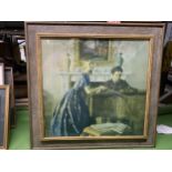 A FRAMED PRINT OF A MAN PLAYING THE PIANO WITH A LADY