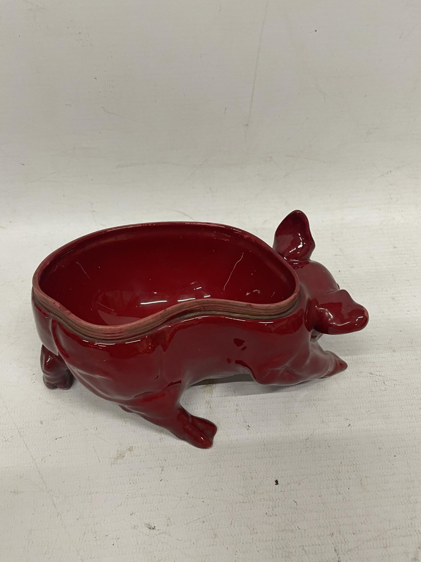 A RARE ROYAL DOULTON FLAMBE PIG OPEN SALT ANIMAL FIGURE - Image 3 of 5