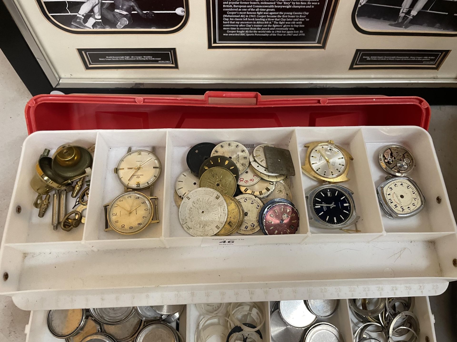 A BOX OF ASSORTED WATCHES AND WATCH PARTS ETC - Image 2 of 3