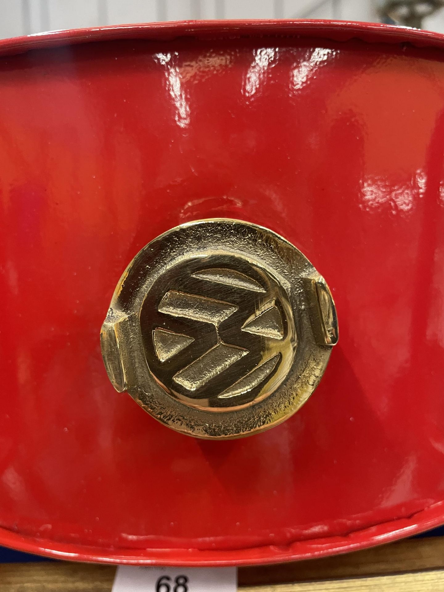 A RED VW PETROL CAN WITH BRASS TOP - Image 3 of 3