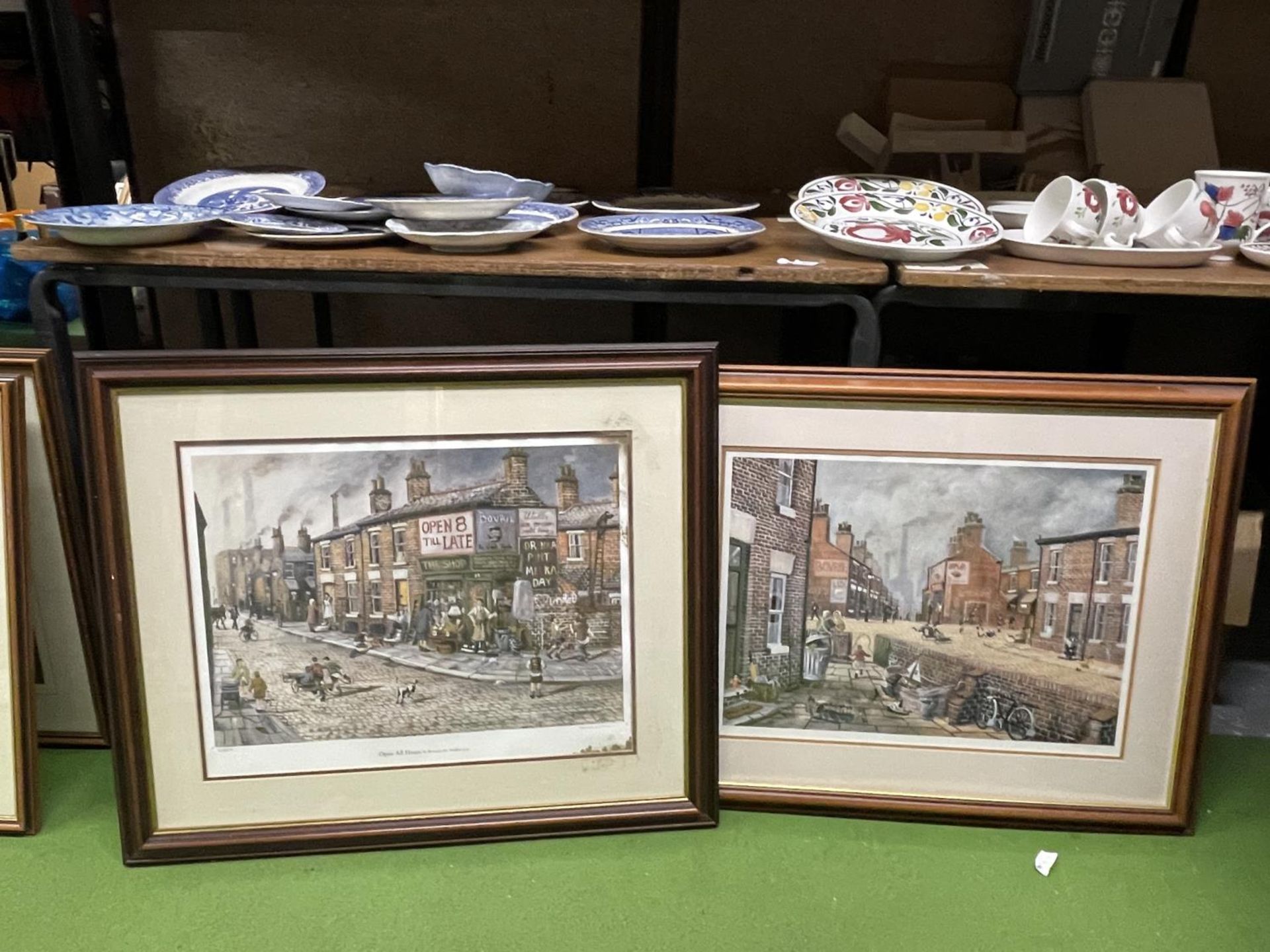 TWO LARGE FRAMED LIMITED EDITION PRINTS BY BERNARD McMULLEN ONE ENTITLED "OPEN ALL HOURS"