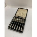 A CASED SET OF SIX HALLMARKED SILVER FORKS