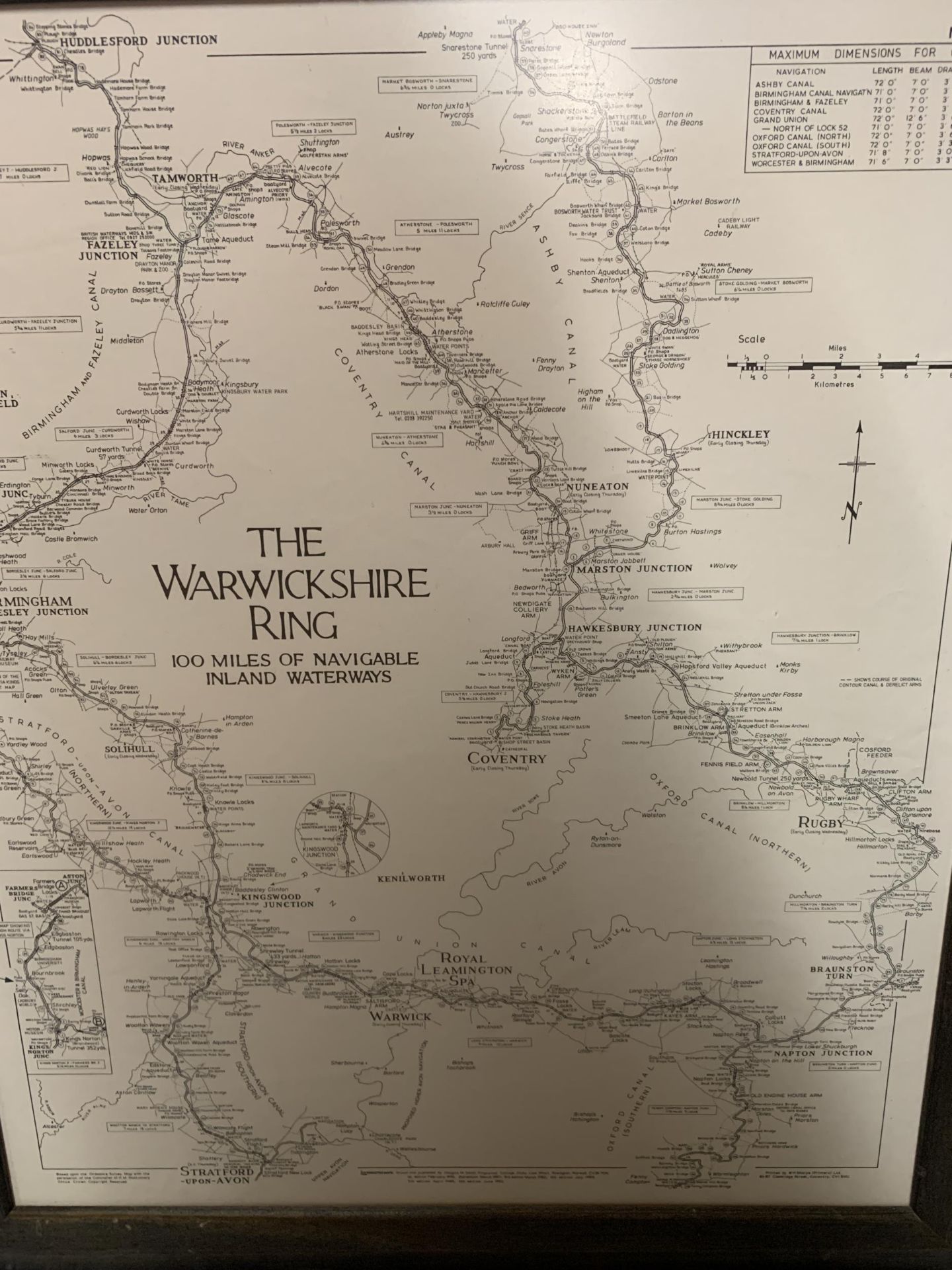 TWO LARGE FRAMED MAPS OF THE WARWICKSHIRE AND CHESHIRE - Image 2 of 3