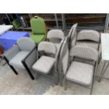 AN ASSORTMENT OF FOLDING AND STACKING CHAIRS
