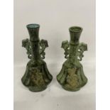 A PAIR OF ORIENTAL BRONZE DRAGON VASES