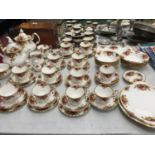 A LARGE QUANTITY OF ROYAL ALBERT 'OLD COUNTRY ROSES' TEAWARE TO INCLUDE TWO TEAPOTS, CAKE PLATES,