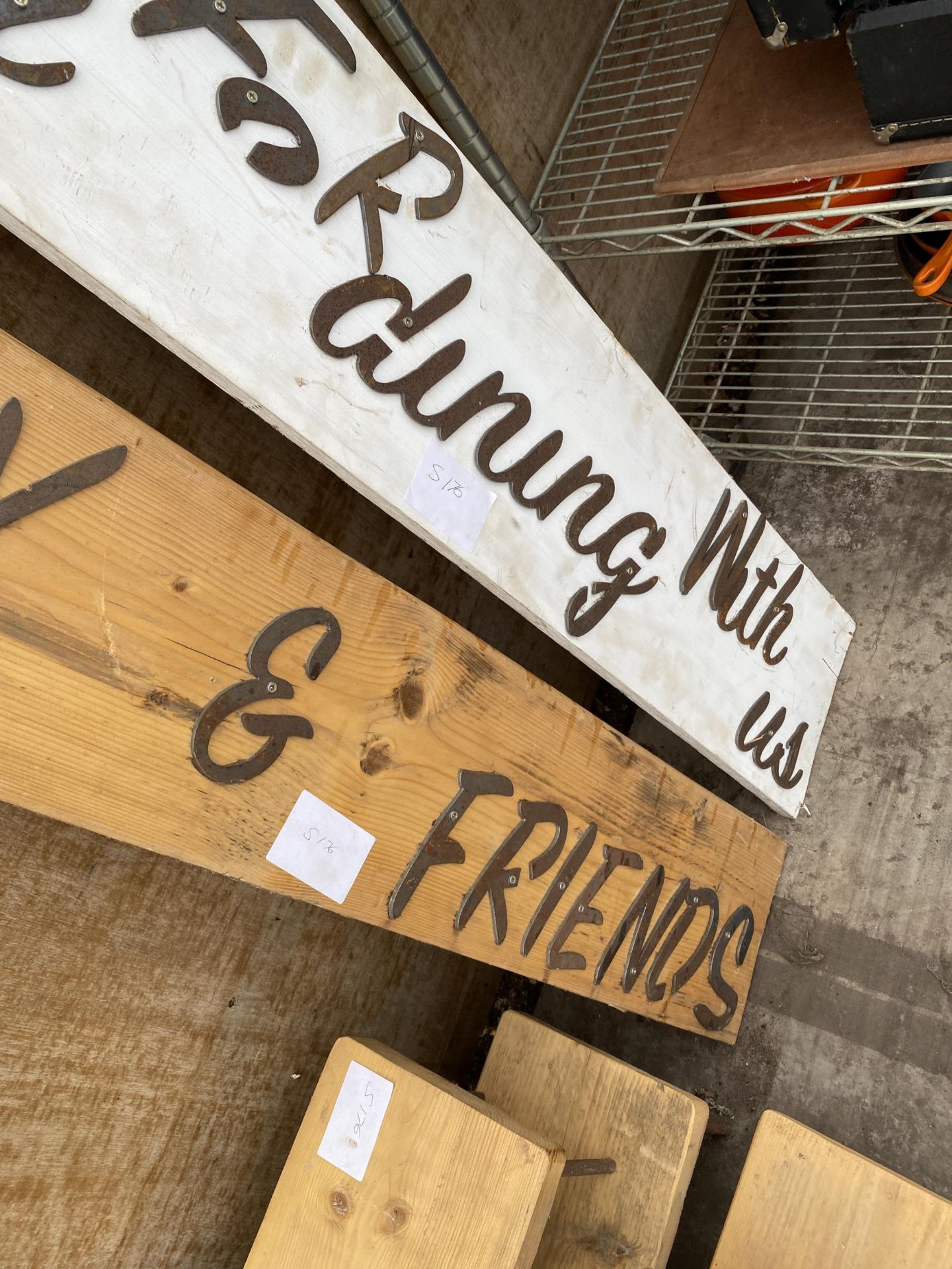 TWO WOODEN DECORATIVE SIGNS 'FAMILY & FRIENDS' AND 'THANK YOU FOR BEING WITH US' - Image 3 of 4