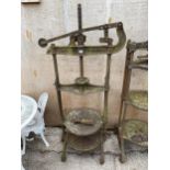 A VINTAGE HEAVY CAST IRON SMITH & CO WHITCHURCH TWO TIER CHEESE PRESS (H:195CM)