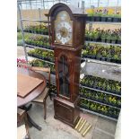 A RICHARD BROAD THREE WEIGHT LONGCASE CLOCK WITH GLASS DOOR 'TEMPUS FUGIT'