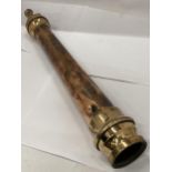 AN ANTIQUE BRASS AND COPPER MERRYWEATHER, LONDON, FIREMANS HOSE NOZZLE