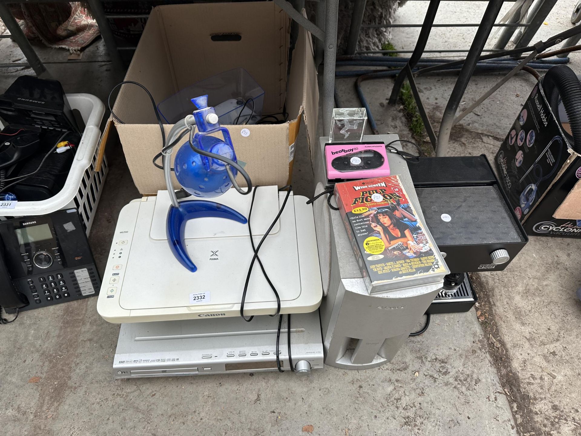 AN ASSORTMENT OF ITEMS TO INCLUDE A PRINTER AND A COFFEE MAKER ETC