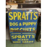 A VINTAGE SPRATT'S DOG BISCUITS ENAMEL SIGN