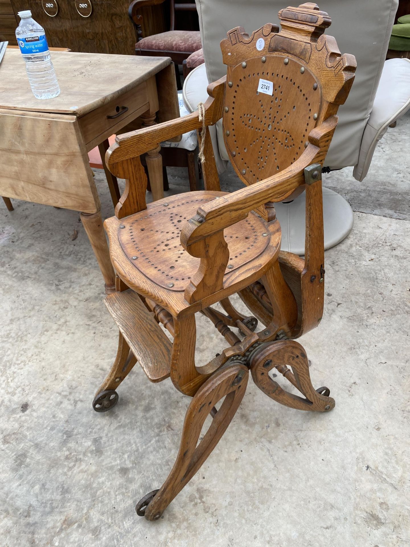 A LATE VICTORIAN OAK AND BENTWOOD METAMORPHIC CHILDS HIGH CHAIR - Image 3 of 5