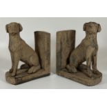 A PAIR OF DECORATIVE STONE DOG BOOKENDS