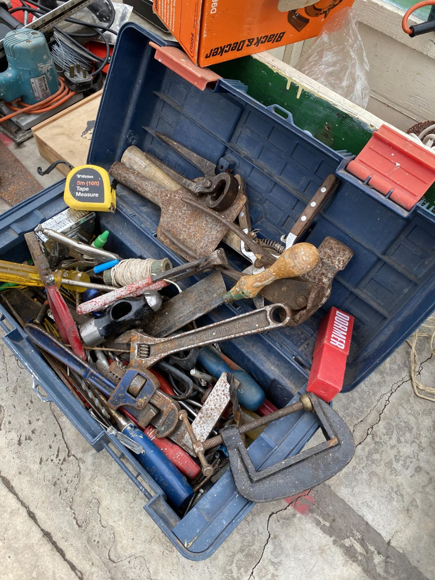 TWO TOOL BOXES CONTAINING VARIOUS TOOLS TO INCLUDE STILSENS, PLIERS AND A HAMMER ETC - Image 2 of 8