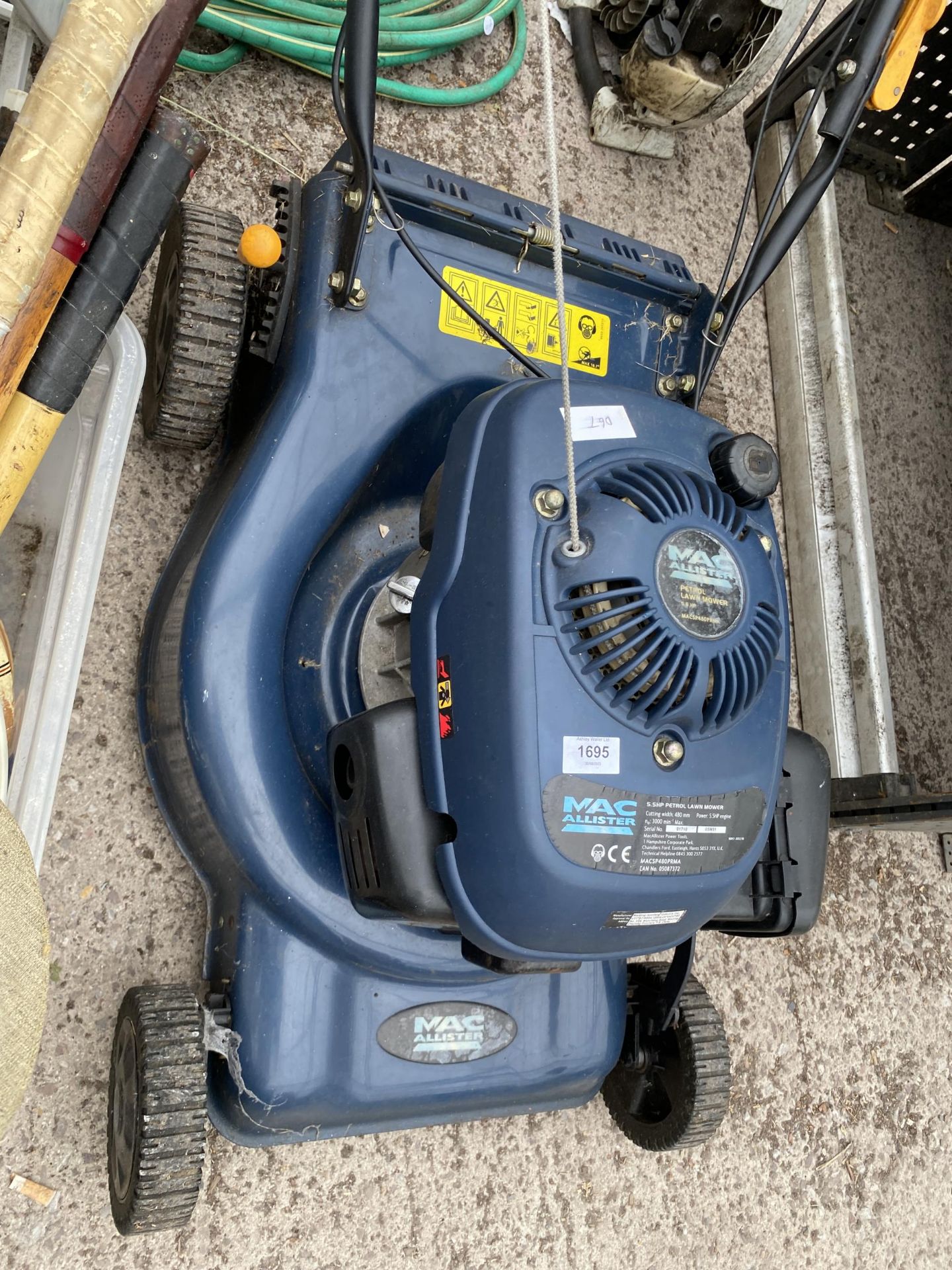 A MACALLISTER PETROL LAWN MOWER (LACKING GRASS BOX) - Image 3 of 3