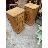 A PAIR OF VICTORIAN STYLE PINE BEDSIDE LOCKERS