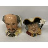 TWO ROYAL DOULTON CHARACTER JUGS - 'WILLIAM SHAKESPEARE' (SECONDS) & 'TOWN CRIER'