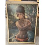 A VINTAGE J H LYNCH NUDE LADY BATHING FRAMED PRINT