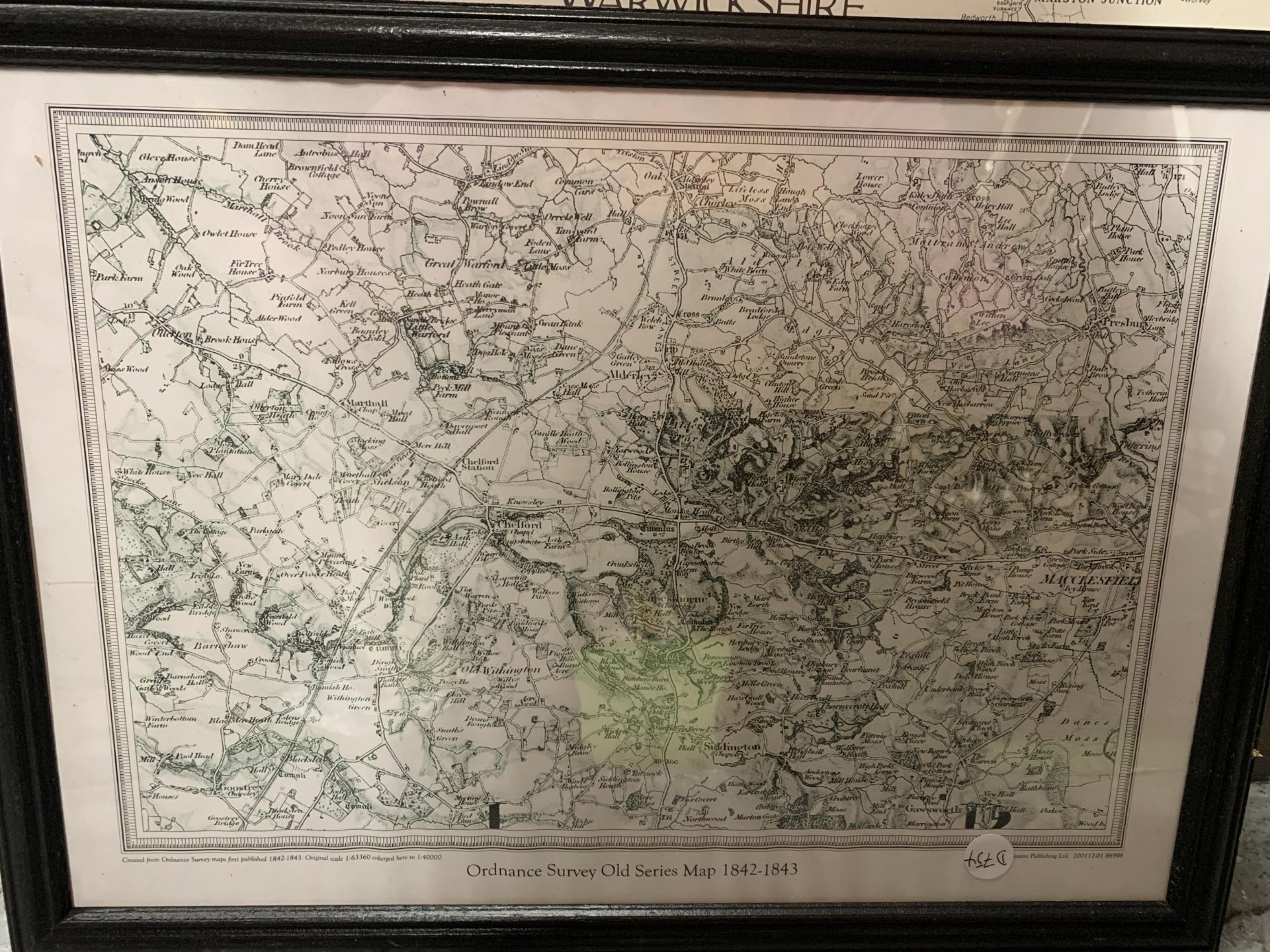 TWO LARGE FRAMED MAPS OF THE WARWICKSHIRE AND CHESHIRE - Image 3 of 3