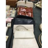 A COLLECTION OF HANDBAGS TO INCLUDE LEATHER, BURBERRY, JOHN LEWIS, FASSBENDER, ETC - 7 IN TOTAL