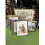 A GROUP OF FRAMED PICTURES AND PRINTS TO INCLUDE ELEPHANT PRINTS ETC