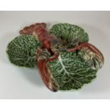 A VINTAGE MAJOLICA LOBSTER DISH, LENGTH 28CM