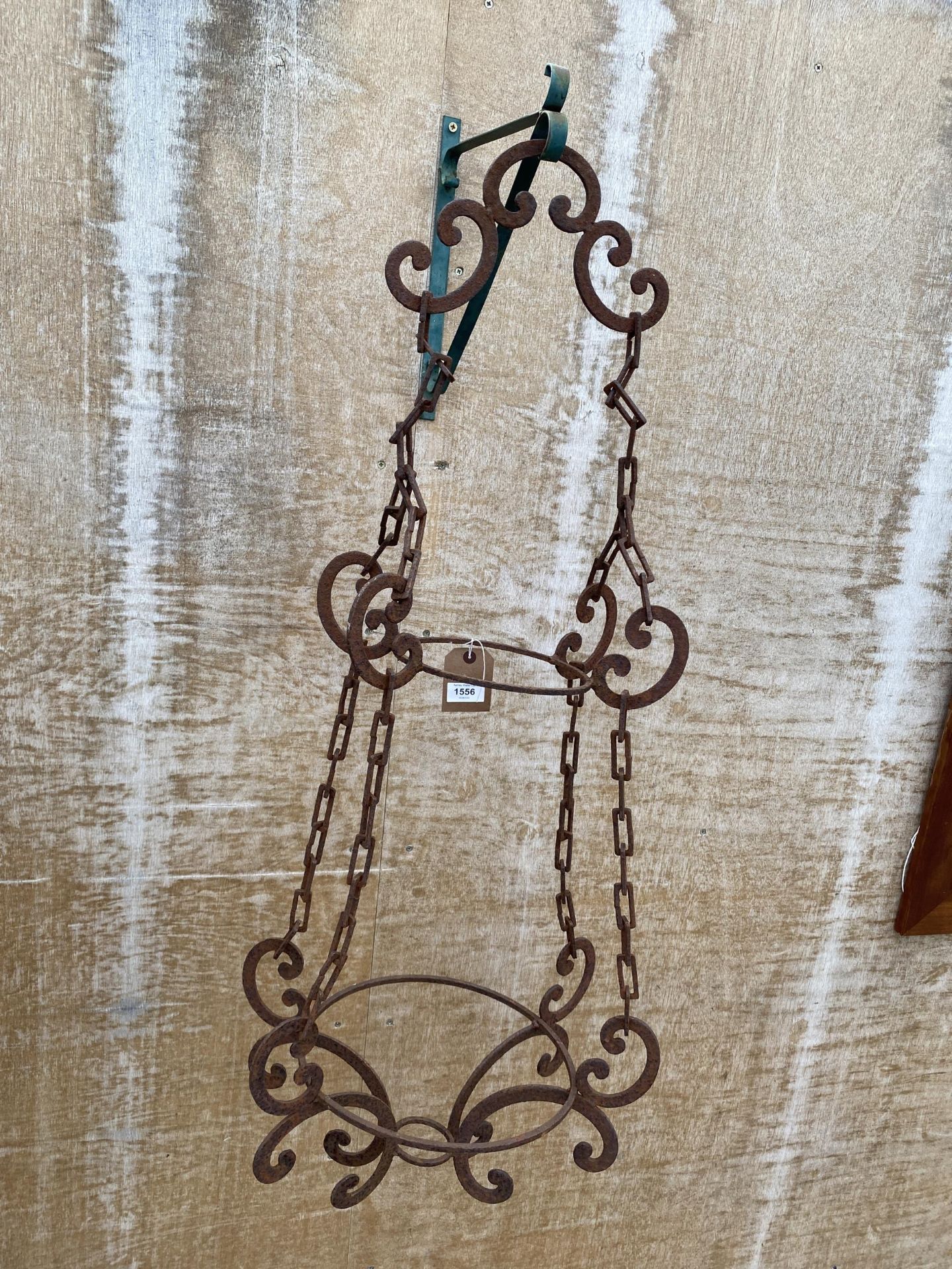 A VINTAGE DECORATIVE WROUGHT IRON HANGING TWO TIER PLANT POT HOLDER - Image 2 of 3