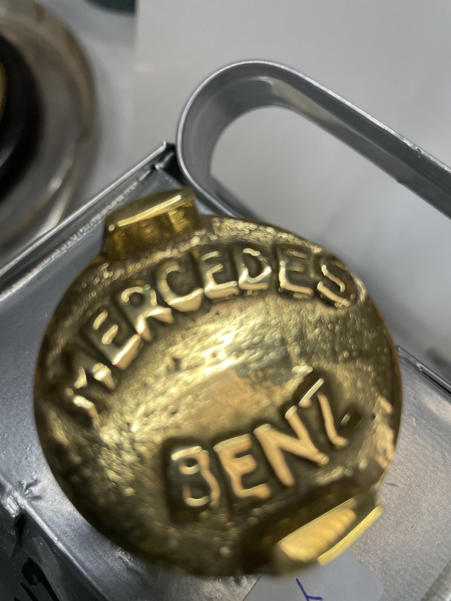 A SILVER MERCEDES PETROL CAN WITH BRASS TOP - Image 3 of 3