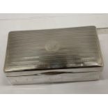 AN ART DECO HALLMARKED SILVER CIGARETTE CASE WITH ENGINE TURNED TOP AND ASSORTED ENGRAVED SIGNATURES