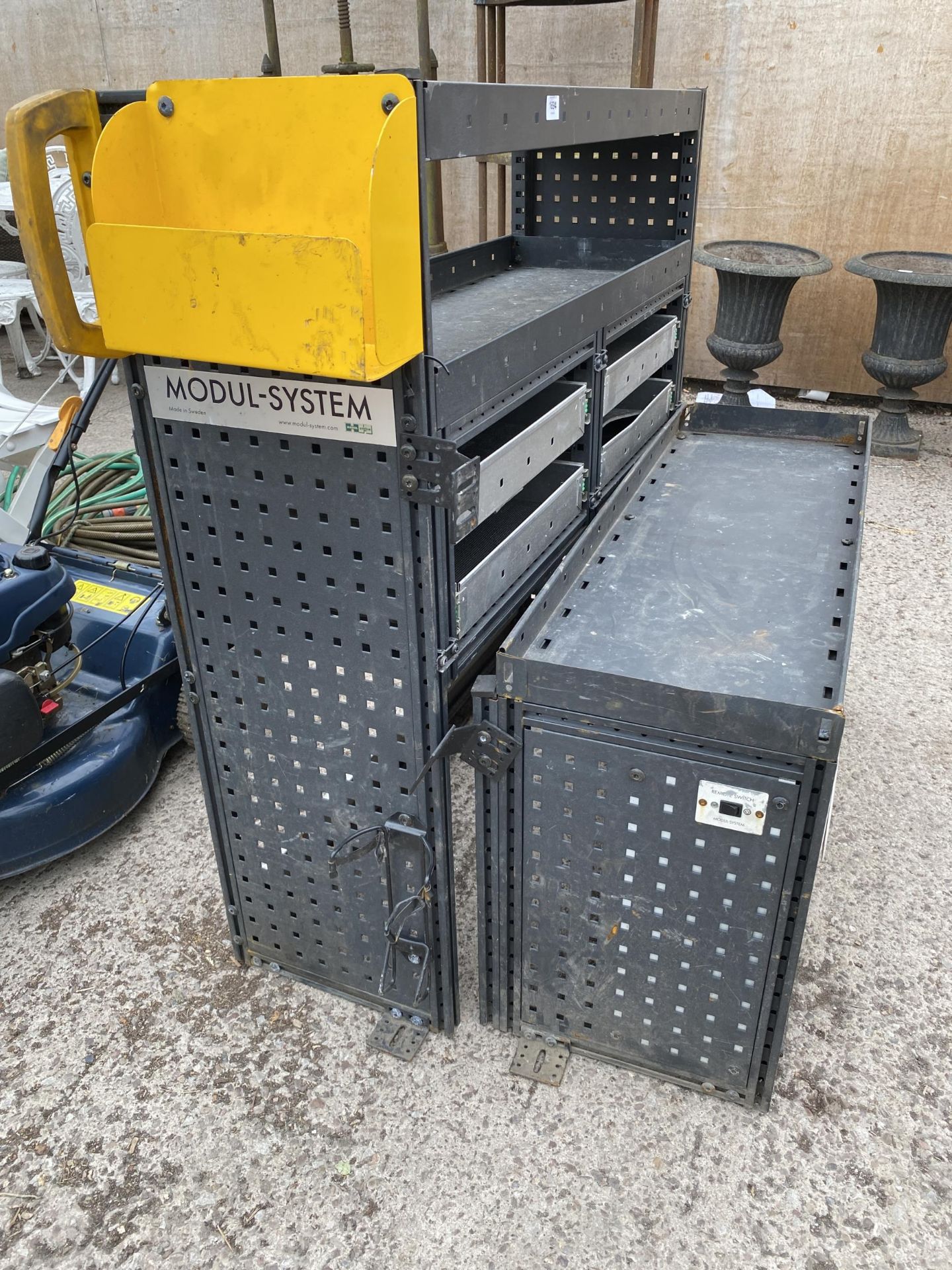 TWO SECTIONS OF METAL VAN RACKING DRAWERS - Image 2 of 5