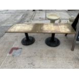 A VINTAGE BRASS COATED BENCH WITH CAST IRON BASES