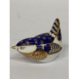 A ROYAL CROWN DERBY WREN WITH GOLD STOPPER