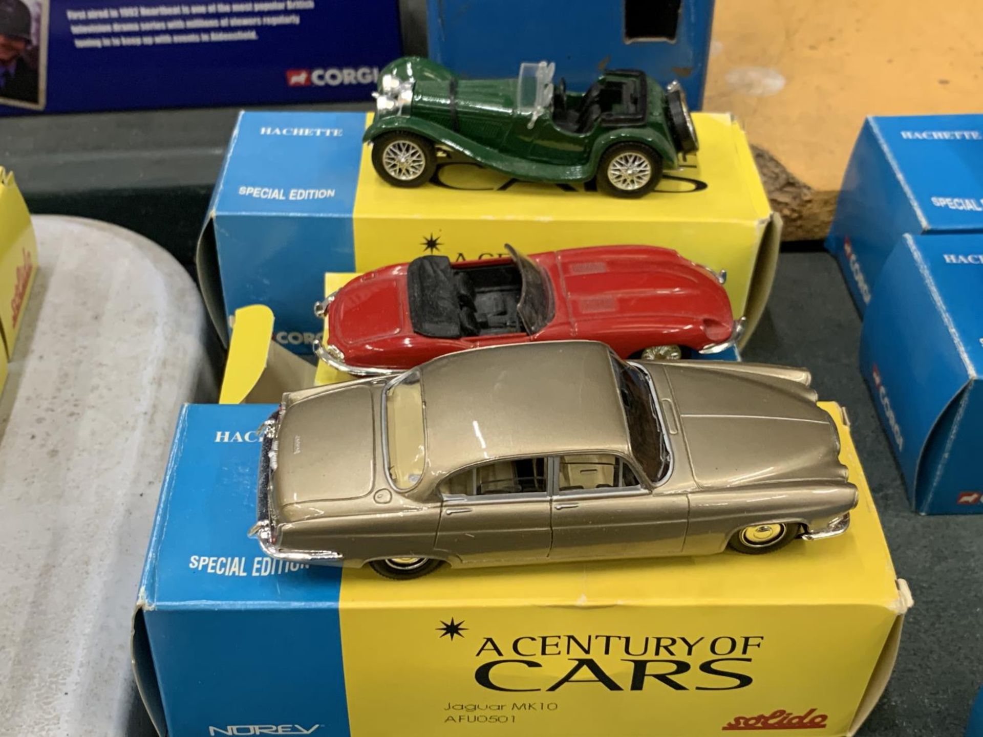 THREE BOXED CORGI 'A CENTURY OF CARS' TO INCLUDE A JAGUAR E TYPE, SS100 AND AN MK10 - Image 2 of 3