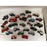 A COLLECTION OF UNBOXED DIE-CAST VINTAGE VANS AND CARS TO INCLUDE LLEDO, ETC