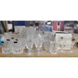 A LARGE QUANTITY OF GLASSES TO INCLUDE LEAD CRYSTAL THOMAS WEBB TUMBLERS, SHERRY, LIQUEUR, CHAMPAGNE