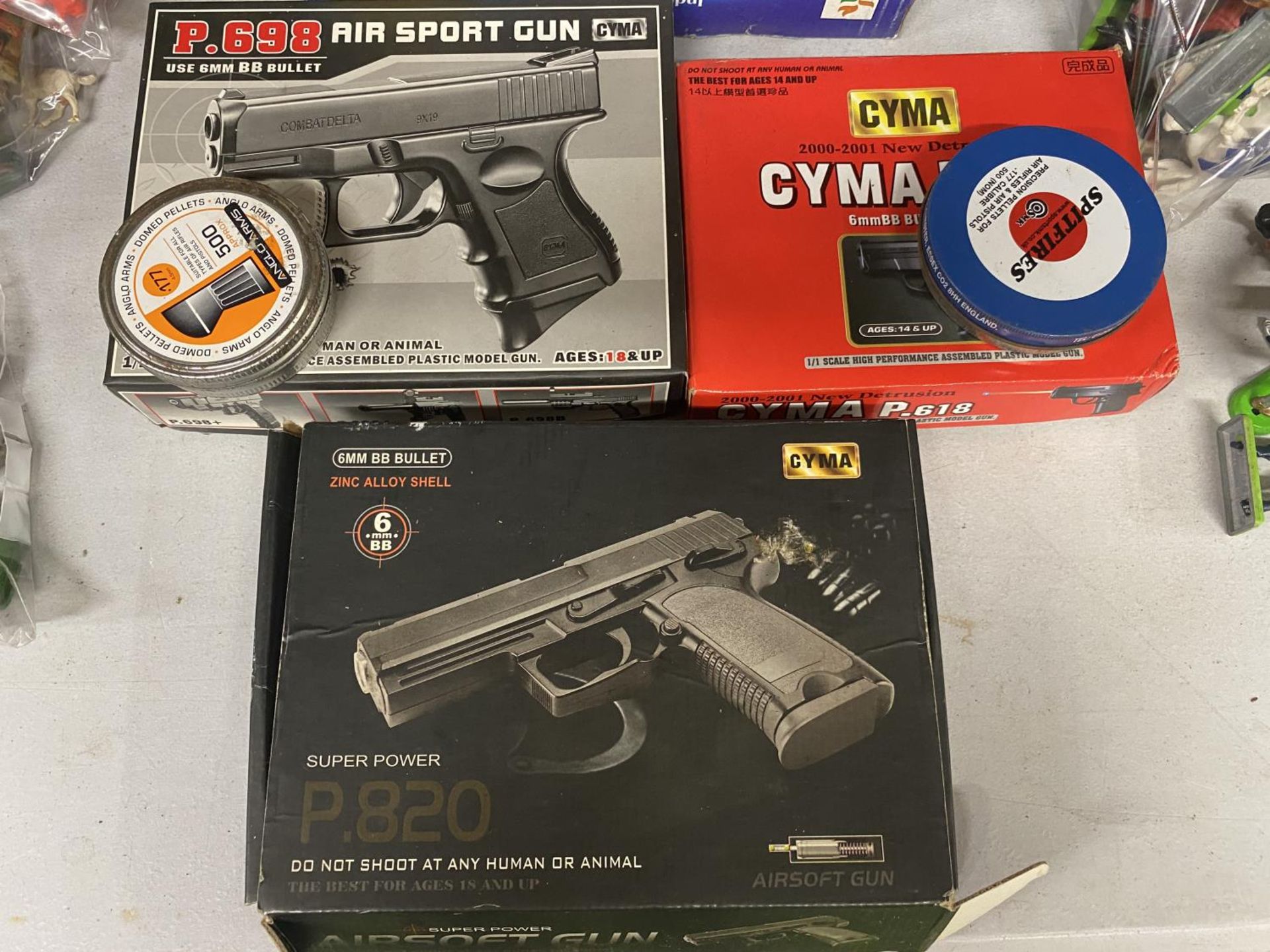 THREE BOXED BB GUNS TO INCLUDE CYMA PLUS PELLETS